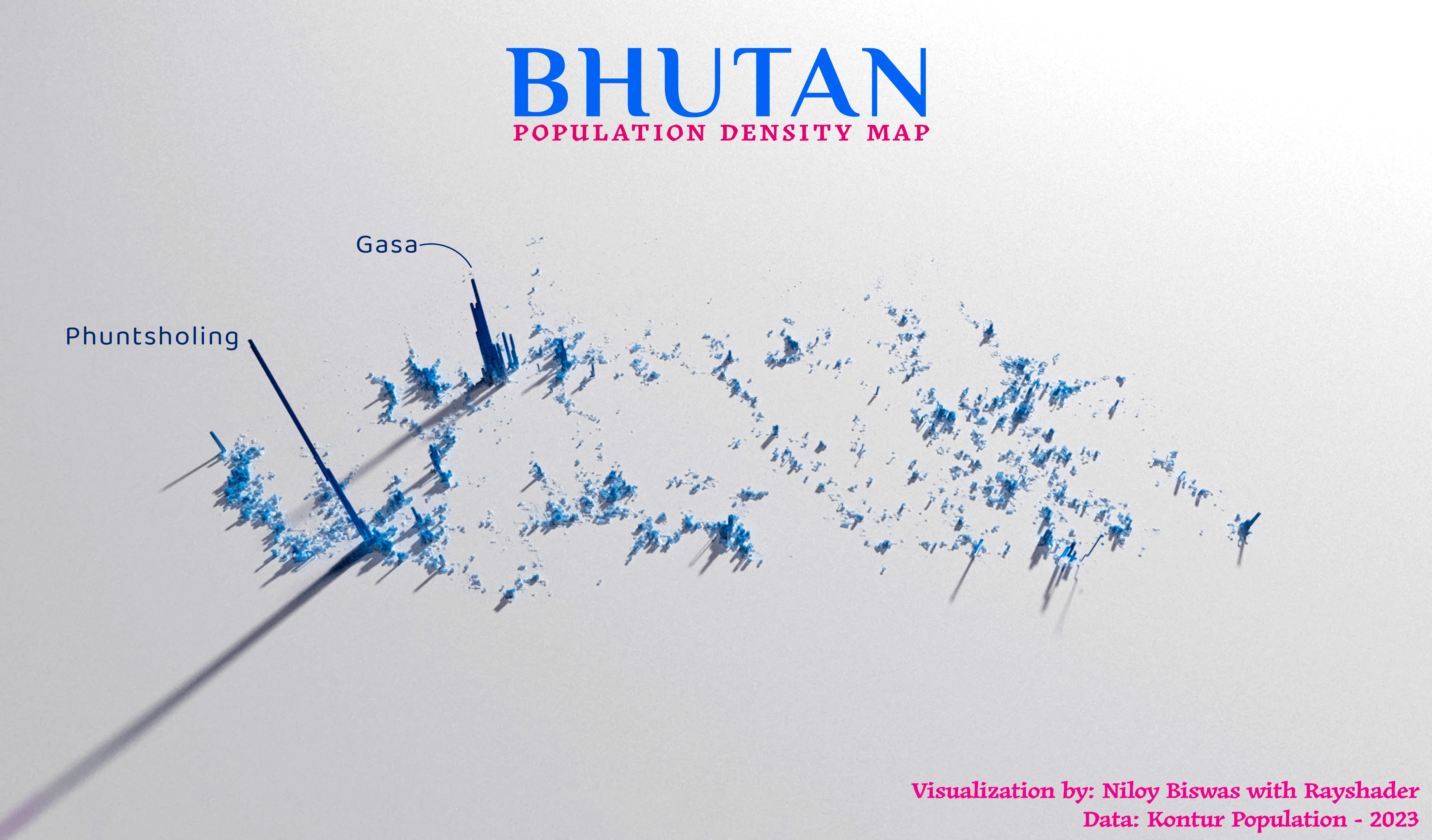 Bhutan population density map